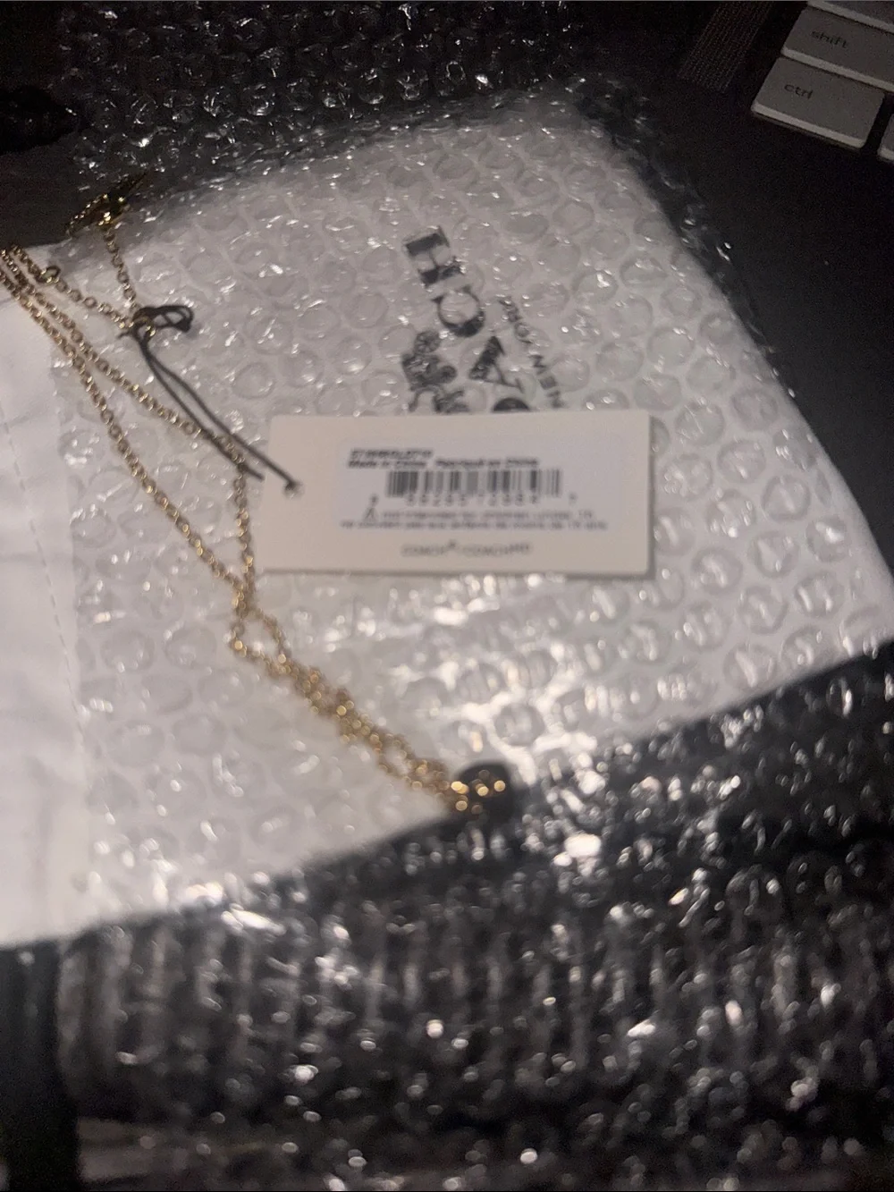 COACH Gold Tone Adjustable Chain Necklace Heart Engraved Monogram Pendant NWT - Picture 6 of 6